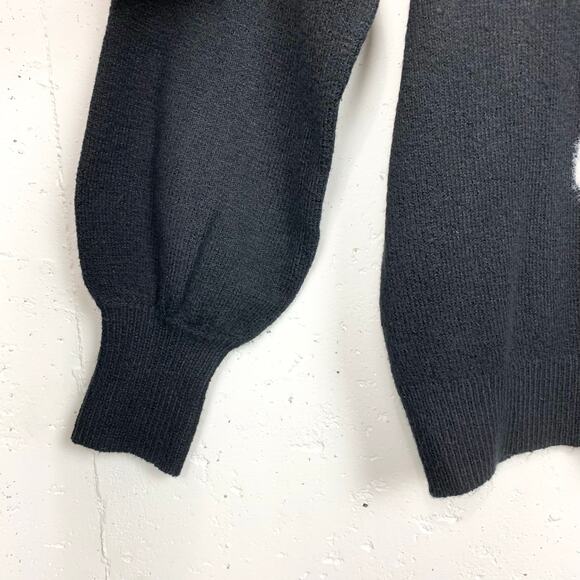 LOFT Womens Champagne Sweater Crew Neck Blouson Sleeves Black Size Medium Petite - Picture 8 of 10
